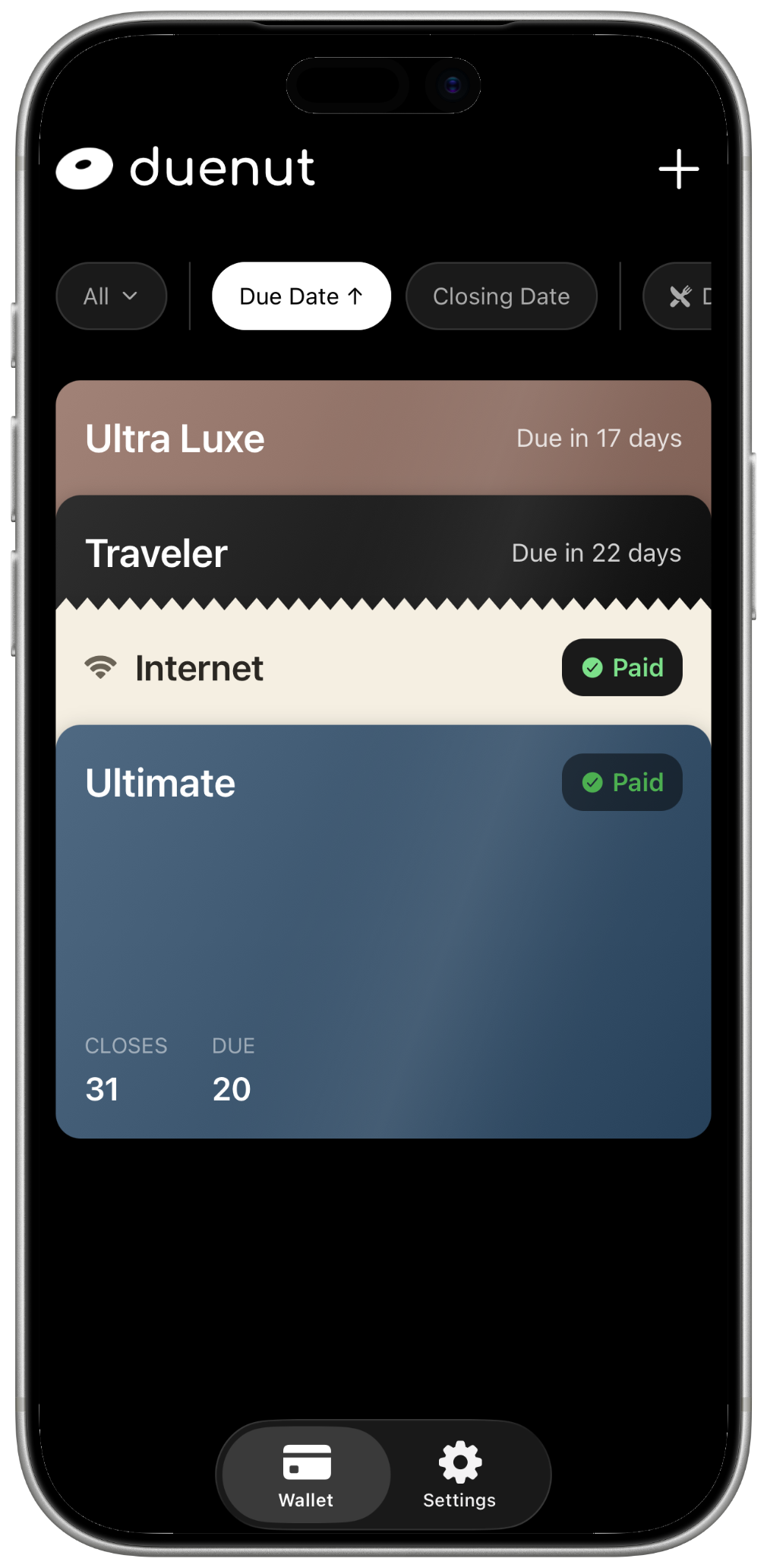 Duenut app preview on iPhone